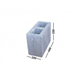 PW2P/20-33-44 blokeliai ventiliacijai/ stulpams/ kolonoms 200x330x440, 2 kanalų, angos 120x160, kodas 181018