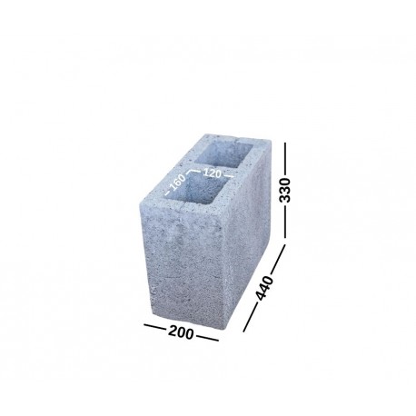 PW2P/20-33-44 blokeliai ventiliacijai/ stulpams/ kolonoms 200x330x440, 2 kanalų, angos 120x160, kodas 181018