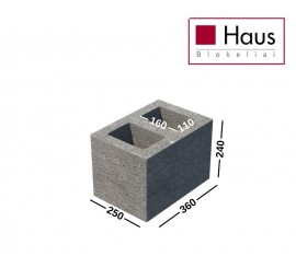 HAUS VB-2 betoniniai blokeliai ventiliacijai/ stulpams/ kolonoms 250x240x360, angos 110x160, kodas 171000