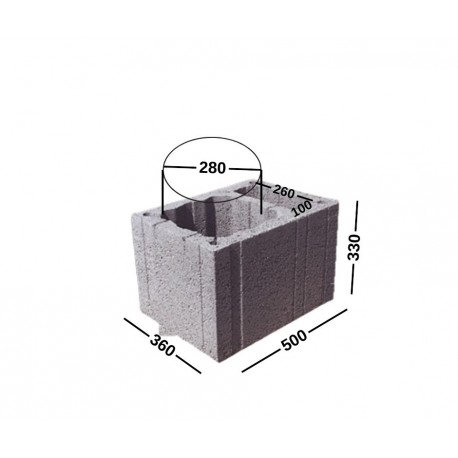 PK+1W-36-33-50 blokeliai ventiliacijai/ stulpams/ kolonoms/ kaminams 360x330x500, D280, kodas 131009