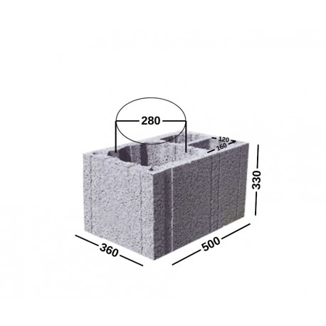 PK+2W-36-33-50 blokeliai ventiliacijai/ stulpams/ kolonoms/ kaminams 360x330x550, D280, kodas 131008