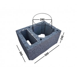 PK+1W 36-25-50 kaminų blokeliai su 1 ventiliacine anga 360x245x500