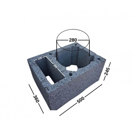 PK+1W 36-25-50 kaminų blokeliai su 1 ventiliacine anga 360x245x500