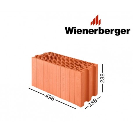 WIENERBERGER P+W 188 keraminis blokas 188x238x498