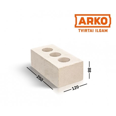 ARKO S plytos, palengvints (tuščiavidurės) statybinės silikatinės plytos 250x120x88 mm